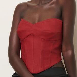 Reformation Pacie Linen Top Red - Size 6